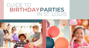 Photos of kids’ birthday parties with the title, “Guide to Birthday Parties in St. Louis"