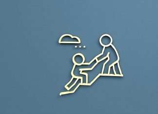a drawing of one person pulling another person up a hill to symbolize mentoring