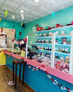 a photo of a candy counter at How Sweet Is This candy shop in St. Louis, MO