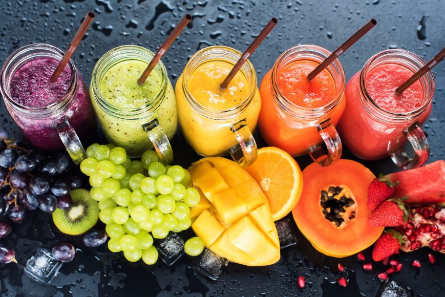 smoothies in all colors of the rainbow to showcase National Smoothie Day