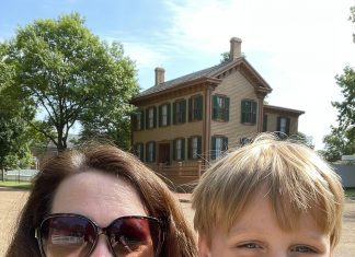Josh and I posed in the spot in front of the Lincoln home that has been the most photographed.