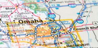 a road map of Omaha, Nebraska