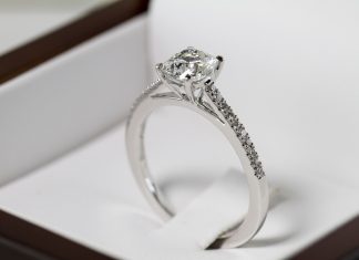 an engagement ring in a velvet box