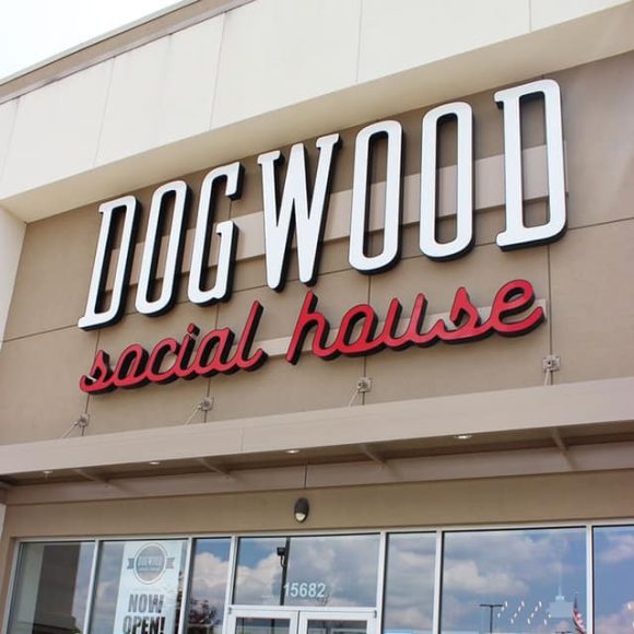 The signage for Dogwood Social House in Ellisville, Missouri
